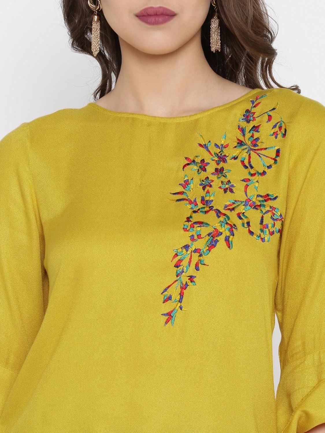 rare women mustard solid regular top (ep2220)