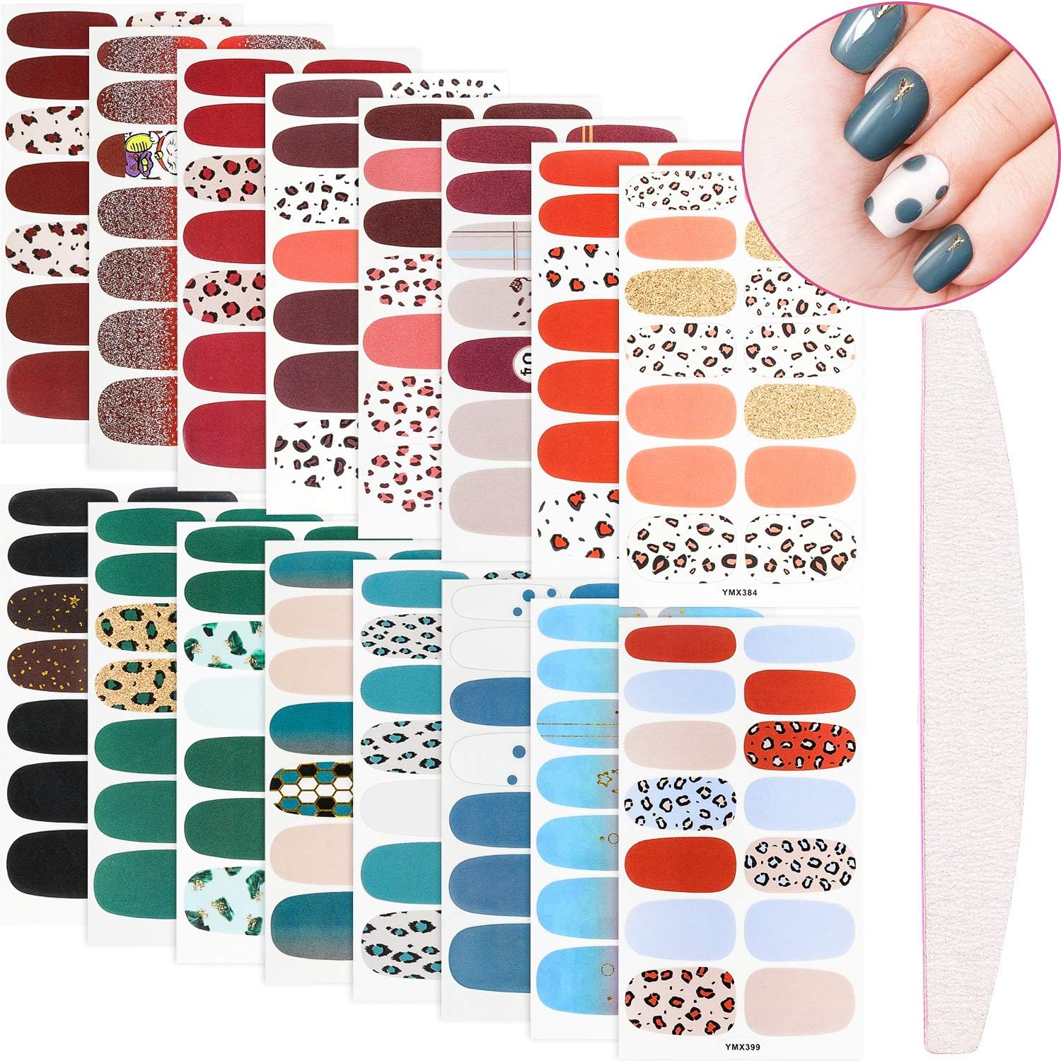 16 Sheets Full Nail Wraps SelfAdhesive Nail Art Stickers Nail Polish Stickers Colorful Nail