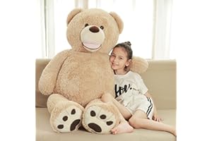 Poutmac Giant Teddy Bear 51 Inches Big Stuffed Animals Teddy Bear for Girlfriend Plush Toy Brown for Girls Boys Christmas Valentine's Day Birthday Wedding
