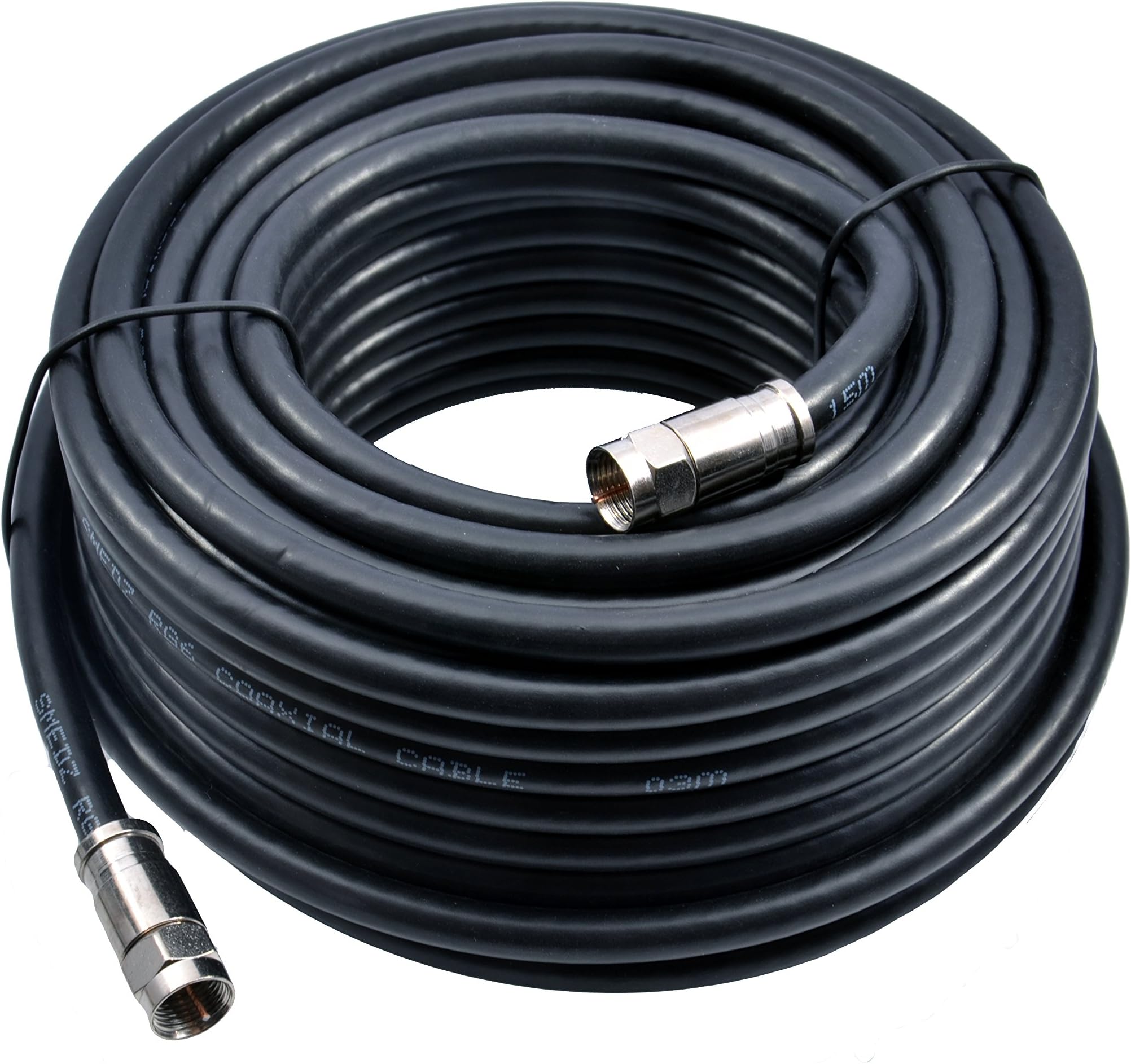 YCAB02F Smedz 15 m RG6 Satellite TV Coax Cable Extension Kit with Fitted Compression F Connectors for Sky HD, Freesat & Virgin - Black