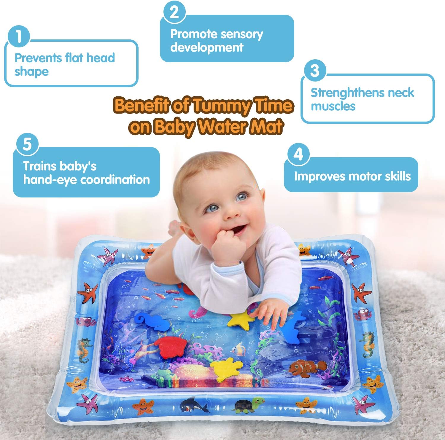 Guiseapue Tapis De Jeu Gonfle Tapis A Eau Bebe Coussin Gonflable De Rempli Deau Amusement Dactivite Denfant Aider Developper Les Competences Cognitives Tapis Deau Gonflable Pour Bebe Bebe Et Puericulture Tapis De