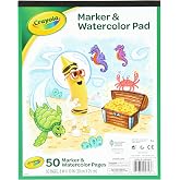 Crayola Marker &amp; Watercolor Pad, 50 Blank Coloring Pages, Painting Paper, Art Supplies for Kids, Gifts