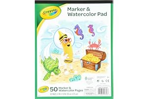Crayola Marker & Watercolor Pad, 50 Blank Coloring Pages, Painting Paper, Art Supplies for Kids, Gifts