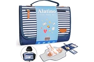 ALATINO Portable Diaper Changing Pad for Baby, Detachable Travel Changing Pad with Baby Wipes Pocket, Gifts for Baby Shower, Newborn Girls and Boys (Navy)