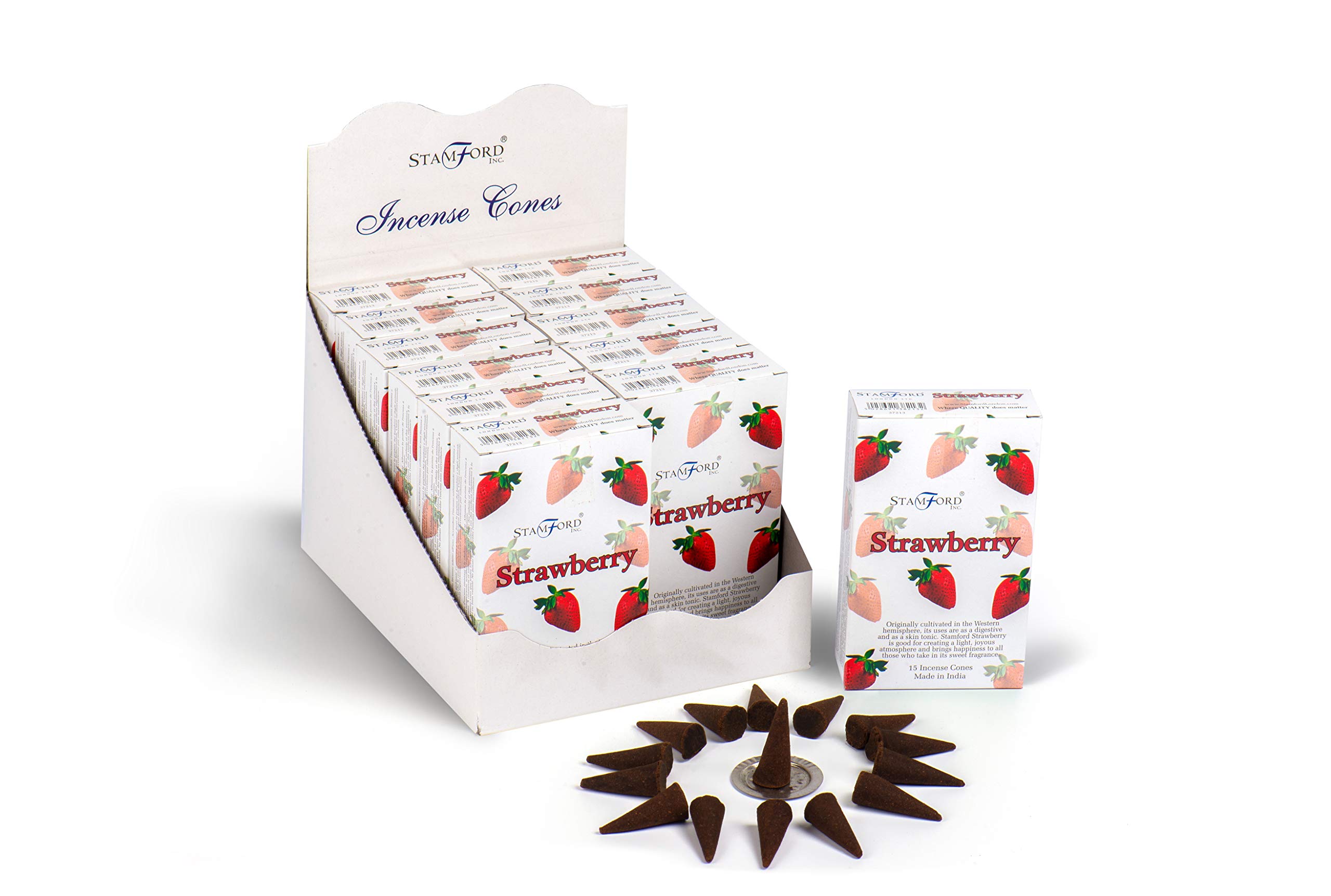 Stamford 37213 Strawberry Incense, 15 Cones x 12 Packs, Black, One Size — image 1