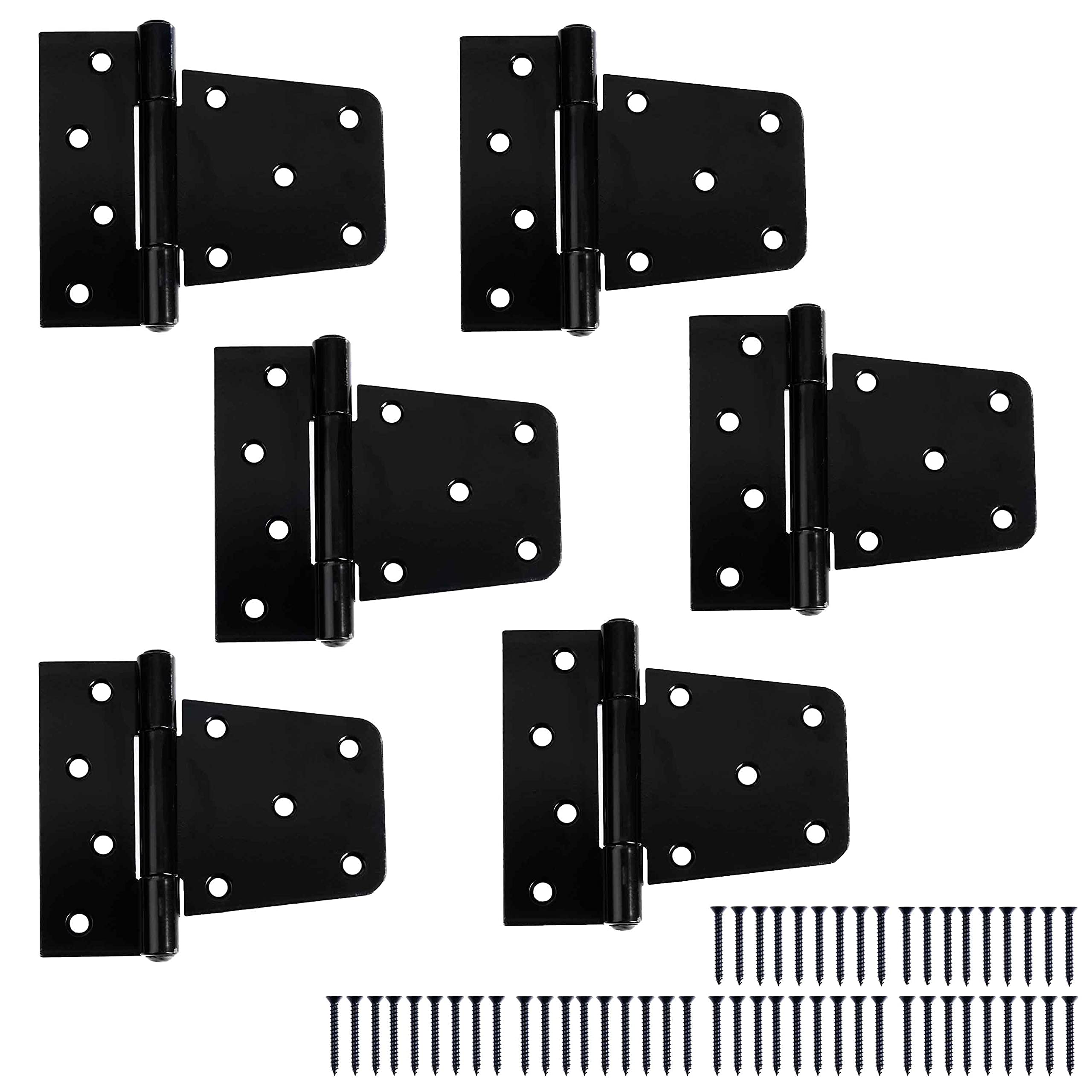 Photo 1 of Ilyapa Heavy Duty Shed Door Hinges, 6 Pack - Black Square Hinges for Gate, Barn or Storage Shed