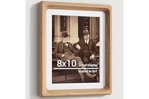 Heimlove 8x10 Picture Frames Natural Oak,Original Wood Hand Make Crafted Photo Frame with Mat to 5x7,Real Glass,Graduation Pi
