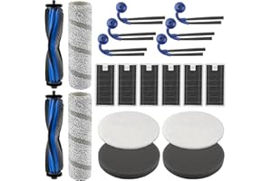 BRUVISH 20 Pack X11 OmniCyclone Replacement Parts for ECOVACS DEEBOT X11 OmniCyclone Robot, 2 Roller Brushes, 2 Roller Mops, 6 HEPA Filters, 2 Grey+2 White Foam Filters for Base Station, 6 Side Brushes