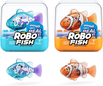 Robo Alive Robo Fish Series 3 Robotic Swimming Fish 2 Pack Orange Teal