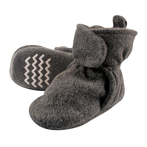 Hudson Baby Unisex-Baby Cozy Fleece Booties Slipper Sock, Dark Gray, 12-18 Months