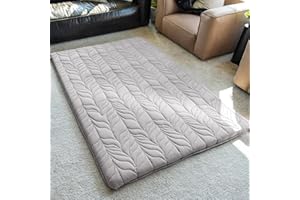 ZonLi Japanese Floor Mattress Futon Mattress Full Size, Thicken Roll Up Tatami Mat 100% Cotton Washable Cover, Portable & Foldable Floor Bed Mattress for Sleeping, Dormitory, Adult Kids, Grey