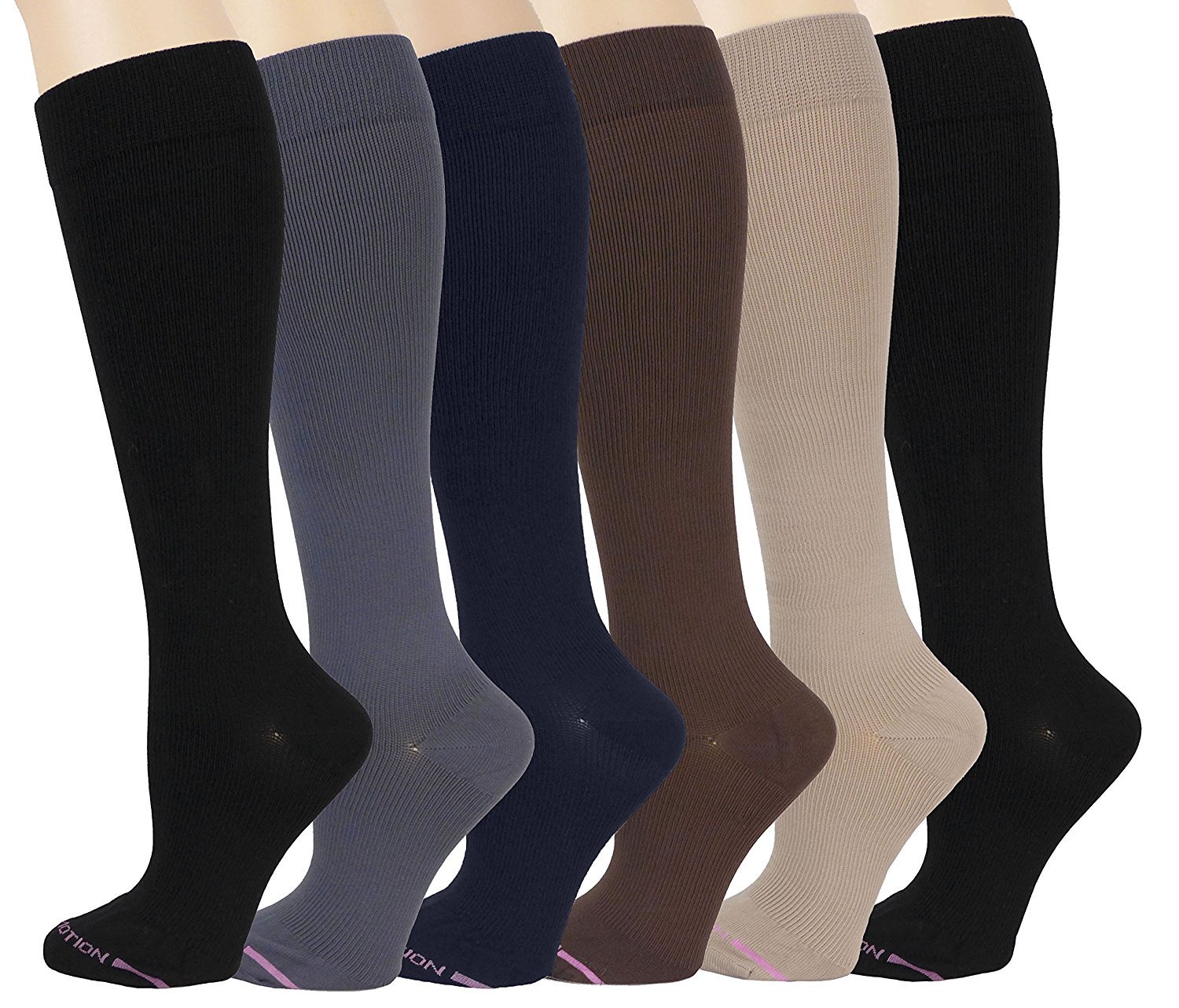 6 Pairs Pack Women Dr Motion Graduated Compression Knee
