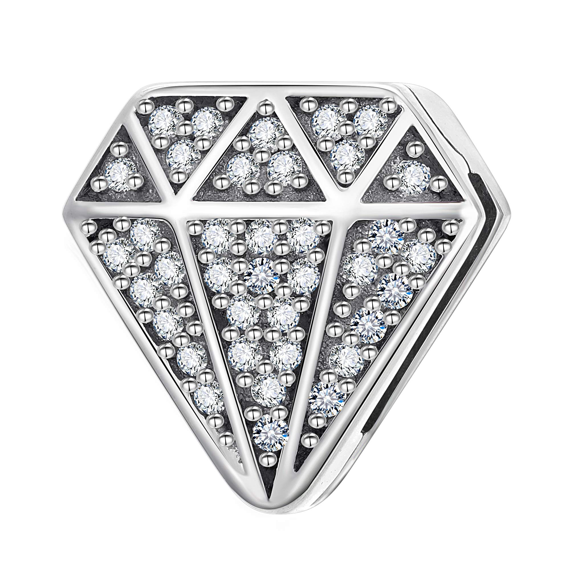 Diamond Charms 925 Sterling Silver Clip Charms fits Reflexions Bracelet for Women