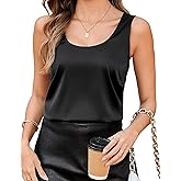 Totatuit Women Silk Satin Tank Tops Dressy Scoop Neck Camisole Sleeveless Blouses Shirts Casual Summer Tank