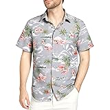 SSLR Mens Hawaiian Shirt Flamingos Casual Short