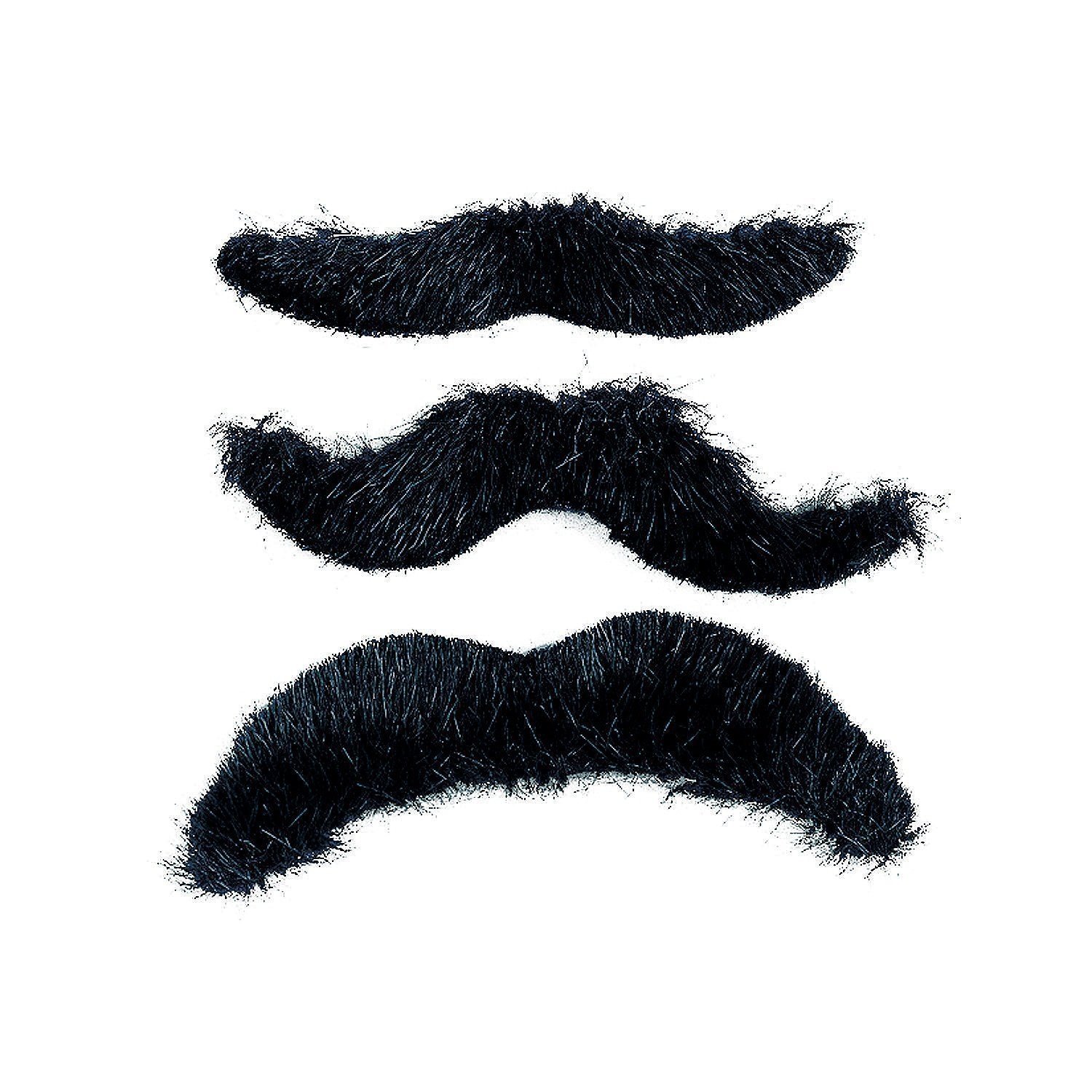 Hairy Black Mustaches (12 Pack) Novelty Moustaches, Suitable for All