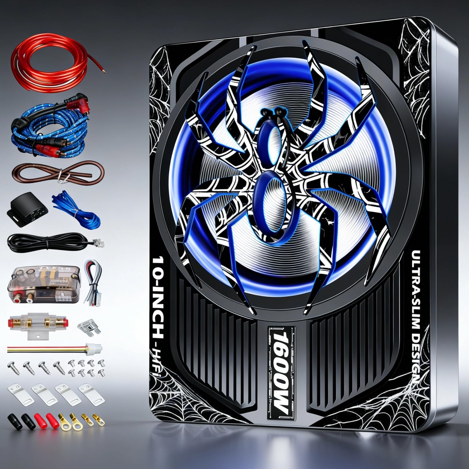 Photo 1 of SCBPAUD 2026 Upgraded 1600W Slim Underseat Car Subwoofer, 10" Powered Sub with Built-in Amplifier, (LPF/Gain/Bass Boost) LED Ambient Lights, Independent Bass Knob, Distortion-Free Deep Bass