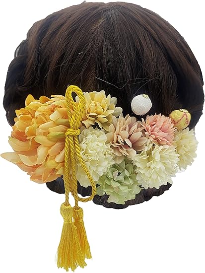 Amazon Jzoon 髪飾り 11点セット 高級造花 和玉 房飾り カスミソウ 成人式 七五三 浴衣 袴 着物 振袖 和装 卒業式 結婚式 手作り 豪華 黄色 和装小物 通販