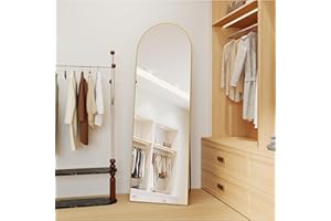 NARCISSUS 64x21 Full Length Mirror, Floor Stand or Wall Mounted Aluminum Alloy Metal Frame Tempered Glass Shatterproof Rectan