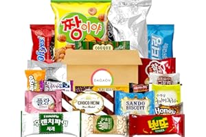 Dagaon Flavorful Mini Korean Snack Box - 20 Count - Variety of Korean Treats Including Chip, Biscuits, Cookies, Pies, Candies. Selection of Korean snacks for everyone to enjoy in any occasion.