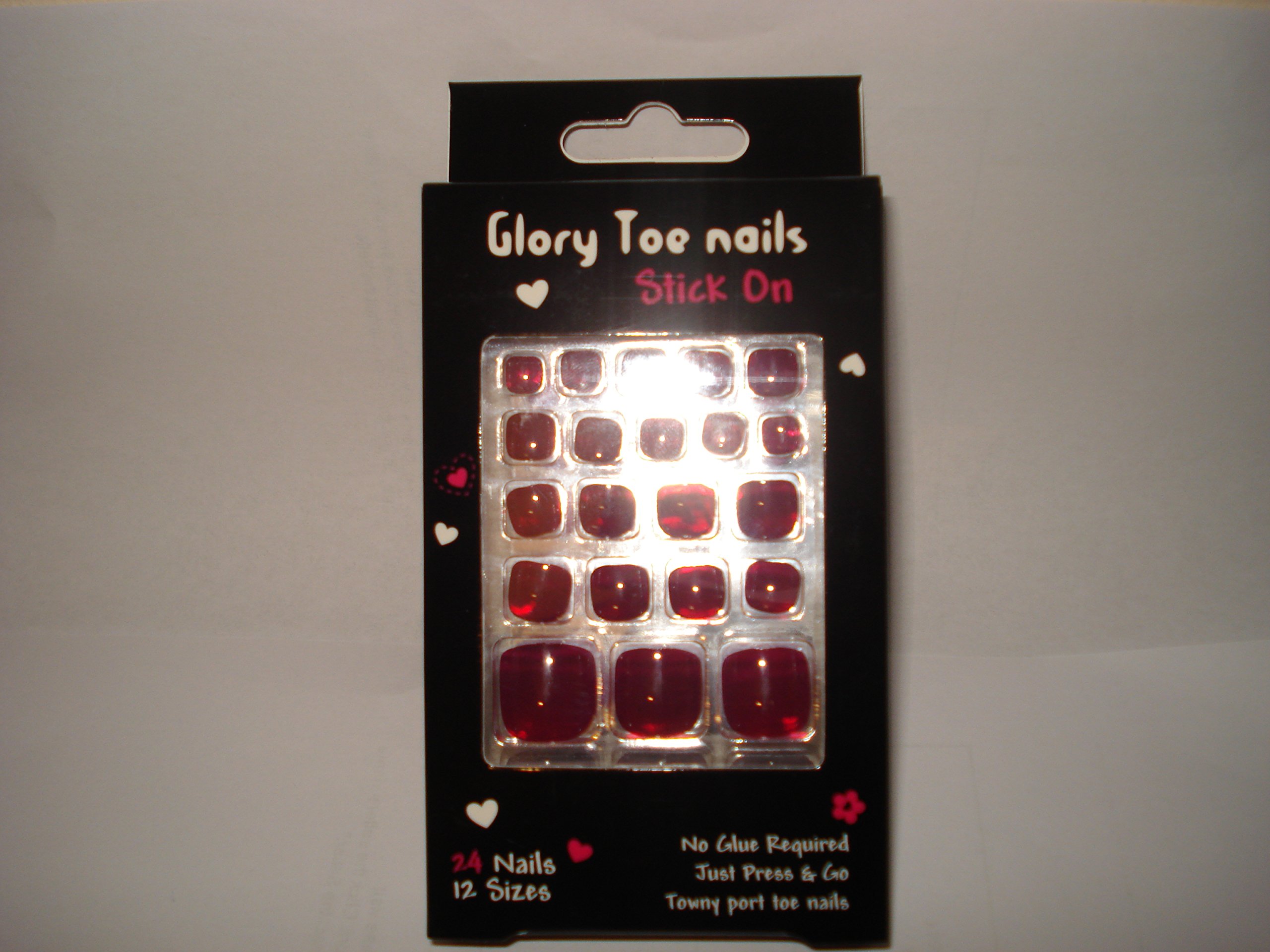 24 TOE NAILS ~ TOWNY PORT TOE NAILS ~ STICK ON ~ NO GLUE REQUIRED ~