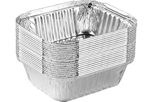 PLASTICPRO Disposable 1 LB Aluminum Takeout Tin Foil Baking Pans 5'' X 6'' X 2'' Inch Bakeware - Cookware Perfect for Baking Cakes,Brownies,Bread, Meatloaf, Lasagna, or Lunchbox, Pack of 20