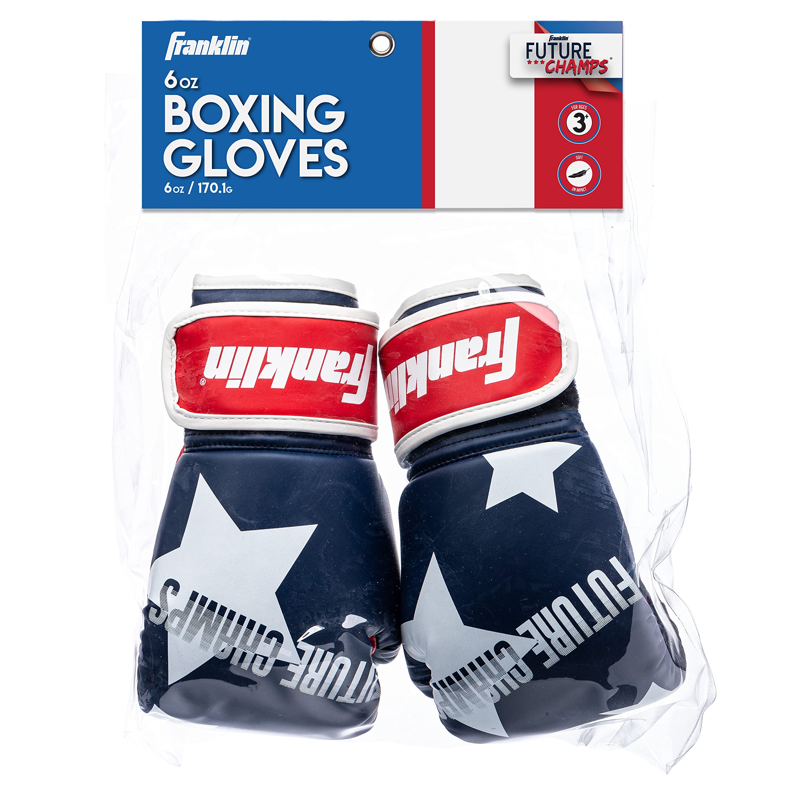 Franklin Sports Kids Boxing Gloves Set - Future Champs Youth Training Boxing Gloves for Kids Ages 5-8 - 6 Ounce - Boys + Girls - Red + Blue Pair