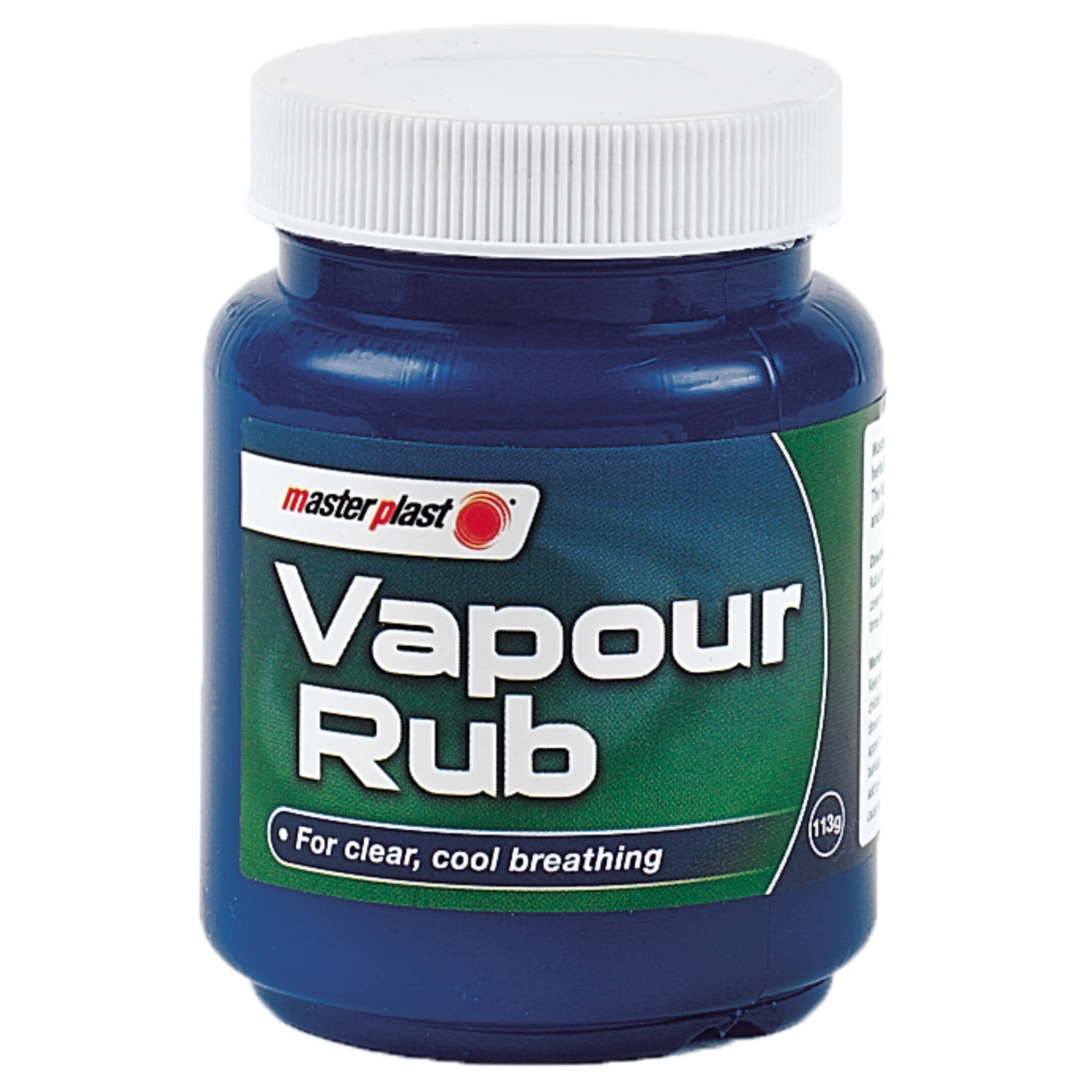 Masterplast Vapour Rub | Natural Herbal Ingredients for Clear, Cool Breathing Chest Throat and Back Rub (100g Tub)