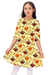 Kids Girls Thanksgiving Dress Pumpkin Half Sleeve