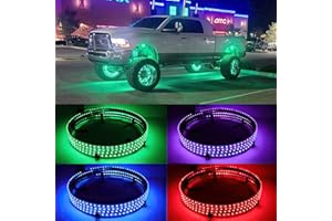 DREAMOTOR 4PCS 17.5" RGB LED Wheel Lights for Truck, Rim Lights for Trucks Compatible with Polaris Can-am F150 F250 GMC Sierra 1500 2500 Dodge Ram 1500 2500 Chevy Silverado 1500 2500 LTZ JEEP Wrangler