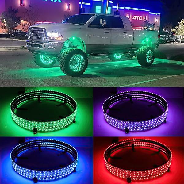 DREAMOTOR 4PCS 17.5″ RGB LED WHEEL LIGHTS FOR...