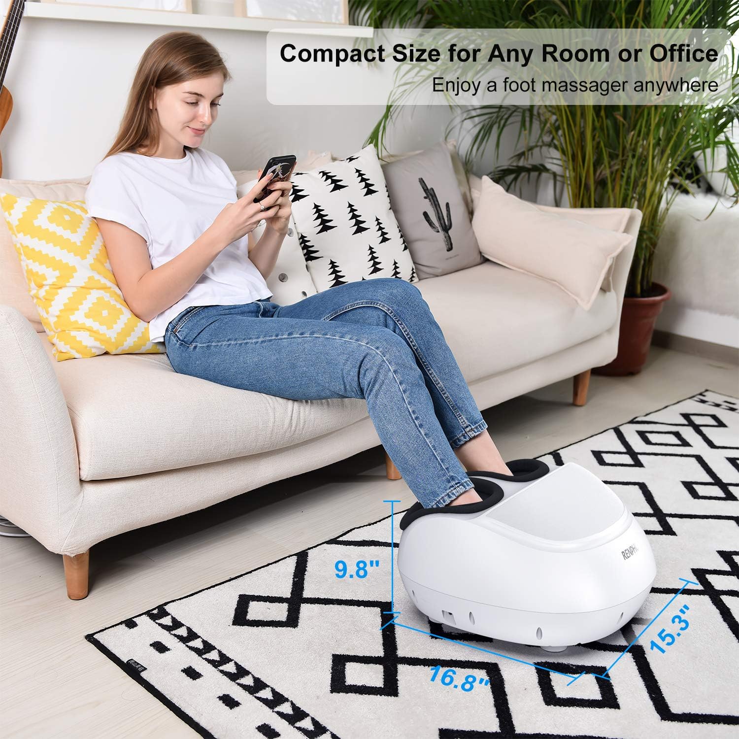 RENPHO Foot Massager Machine with Heat, Shiatsu Deep Kneading, Compression, Relieve Foot Discomforts from Plantar Fasciitis, Fits feet up to Men Size 12: Health & Personal Care