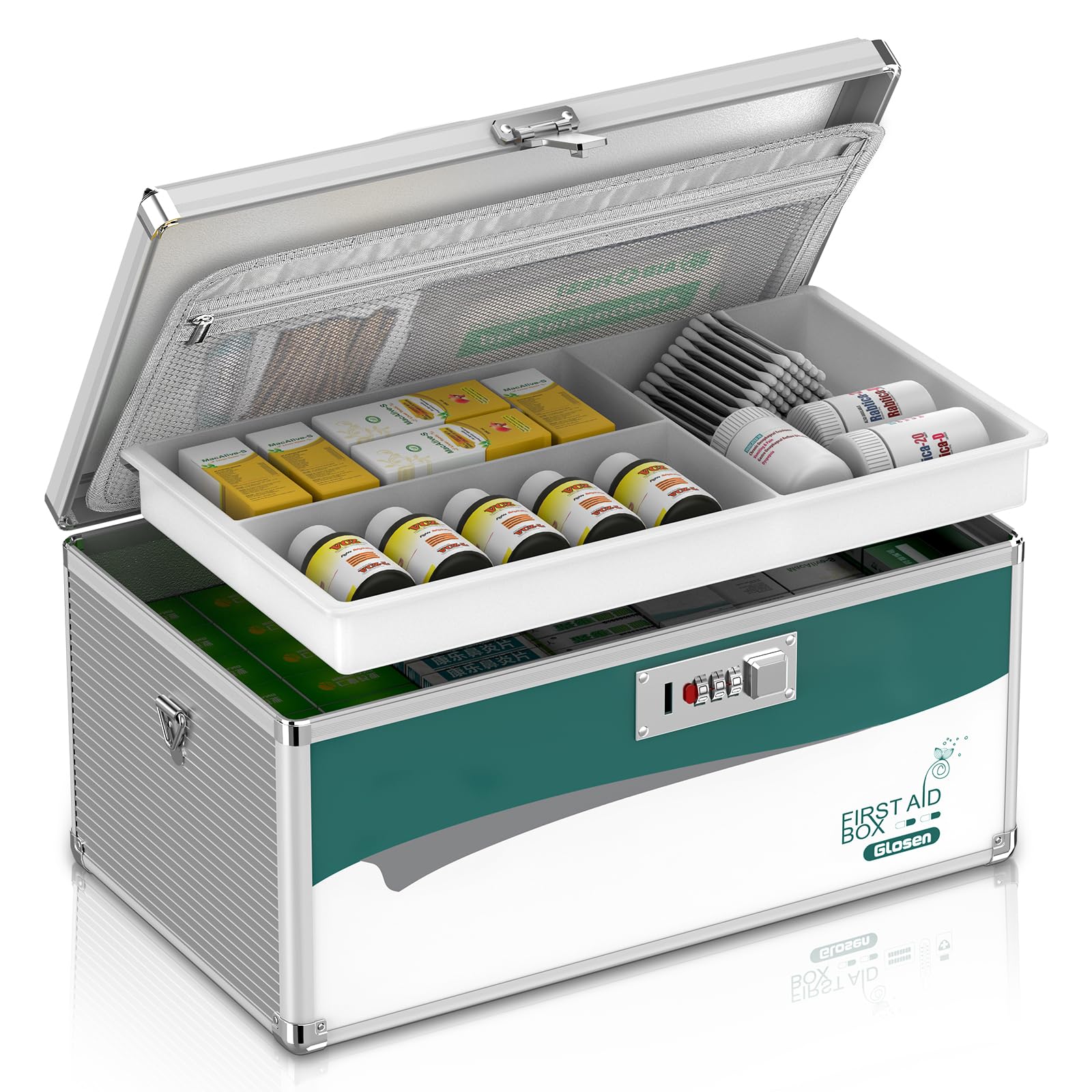 Photo 1 of **missing parts**Glosen Medicine Lock Box with Combination Lock,Medication lock box?Extra Large16 x 9.25 x 7.5 Inch? medicine safe lock box,medical box organizer