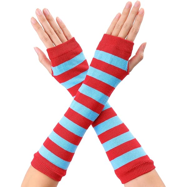 2 Pairs Women's Long Fingerless Arm Gloves - Rainbow Color, Opera Length, Acrylic Mittens