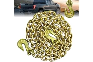 KITUYOTO G80 Transport Binder Chain 3/8 Inch x 10 Foot | Tow Chain with Clevis Grab Hooks | Heavy Duty Chain for Transporting Towing | 7,100 lbs Safe Working Load