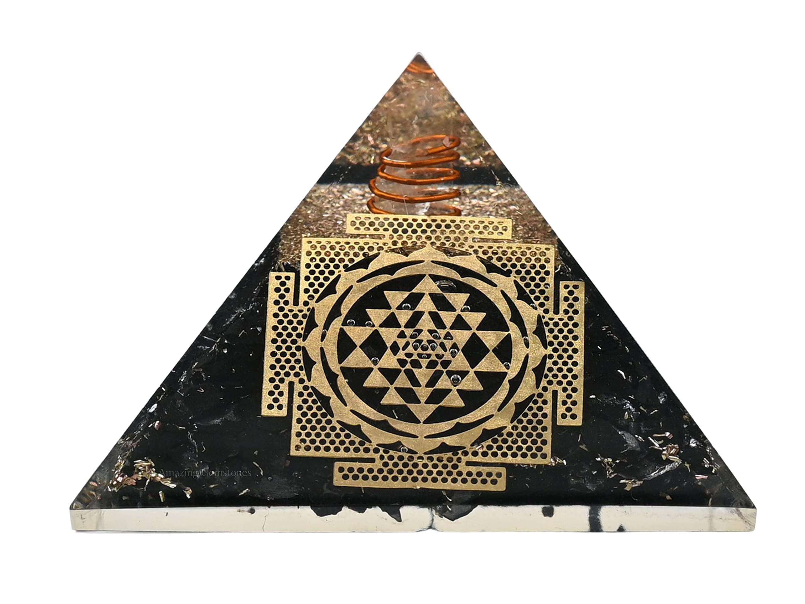 Large Orgone Pyramid | Shungite Pyramid Crystal | Sri Yantra Orgonite Pyramid | Organ Pyramids Positive Energy Healing