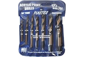 FTM, INC. Drill Bits for Plastic (Acrylic, plexiglass, ABS, lexan, Polycarbonate, PVC) Norseman 7pc Acrylic Point Drill Set in Vinyl Pouch. Includes 1/8", 3/16", 1/4", 5/16", 3/8", 7/16", and 1/2" Part BG4600