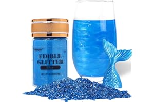 Sujoygar Blue Edible Glitter, Food Grade 8g, Edible Glitter for Drinks, Kosher & Halal Certified, Cocktail, Cupcake, Chocolate, Strawberry, Baking