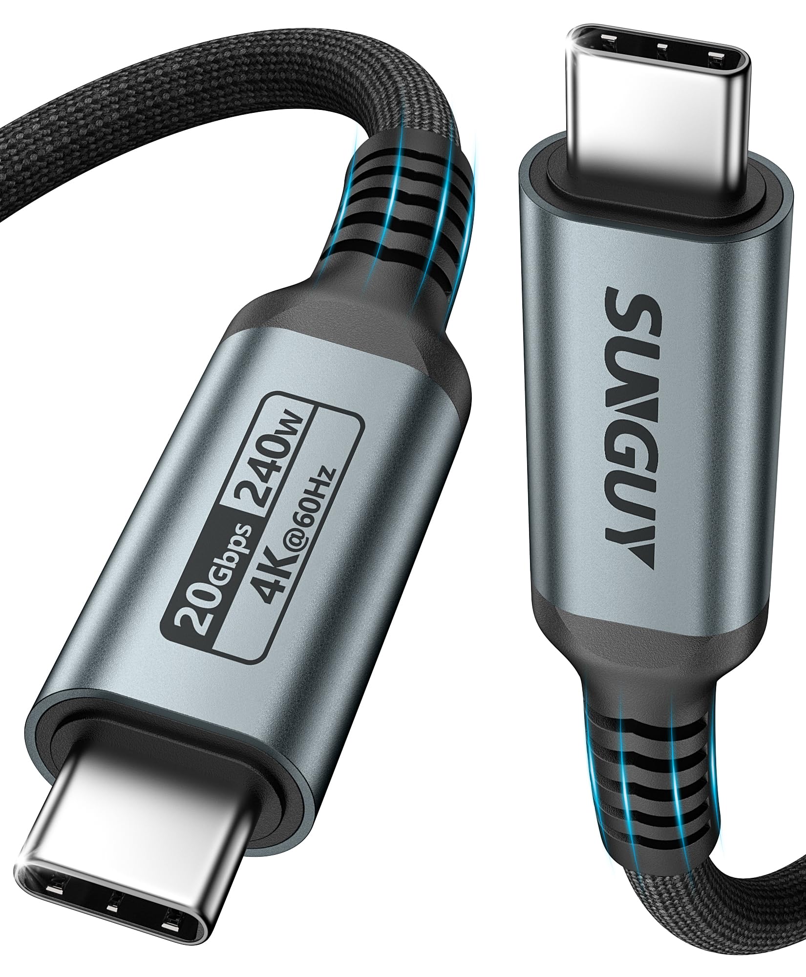Photo 1 of SUNGUY USB C 3.2 Gen 2 Cable 1.5FT, 240W USB C Fast Charging 20Gbps Data Transfer 4K Video Output Monitor Cable for iPhone 15/15 Pro/15 Pro Max, Samsung, MacBook Air/Pro