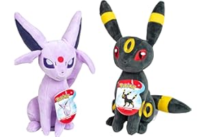 POKÉMON Pokemon 8" Espeon & Umbreon Plush 2-Pack - Officially Licensed - Eevee Evolution Figures - Authentic Soft Stuffed Animal Toy - Gift for Kids, Boys, Girls - 2+
