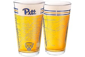 Greenline Goods University of Pittsburgh Pint Beer Glasses Set of 2 - Full Color Panthers Logo & Campus Map – Pitt Panthers Gift Idea for College Grads & Alumni - College Glassware