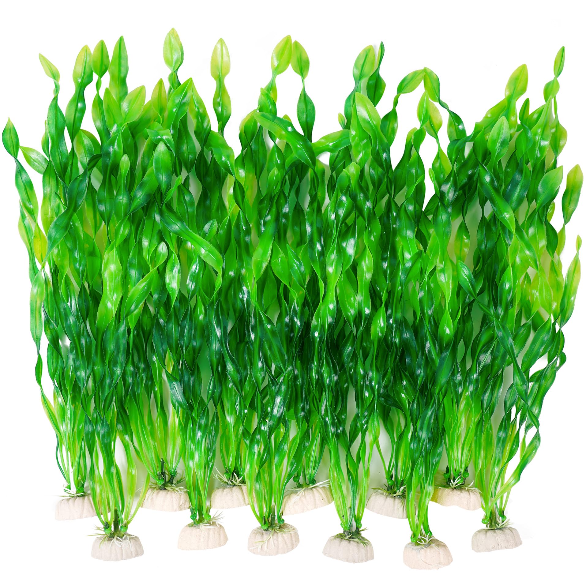 Photo 1 of Ameliade 12 PCS Aquarium Artificial Seaweed Decorations 12 Inch Tall Plastic Plants Decor Large Fish Tank Accessories