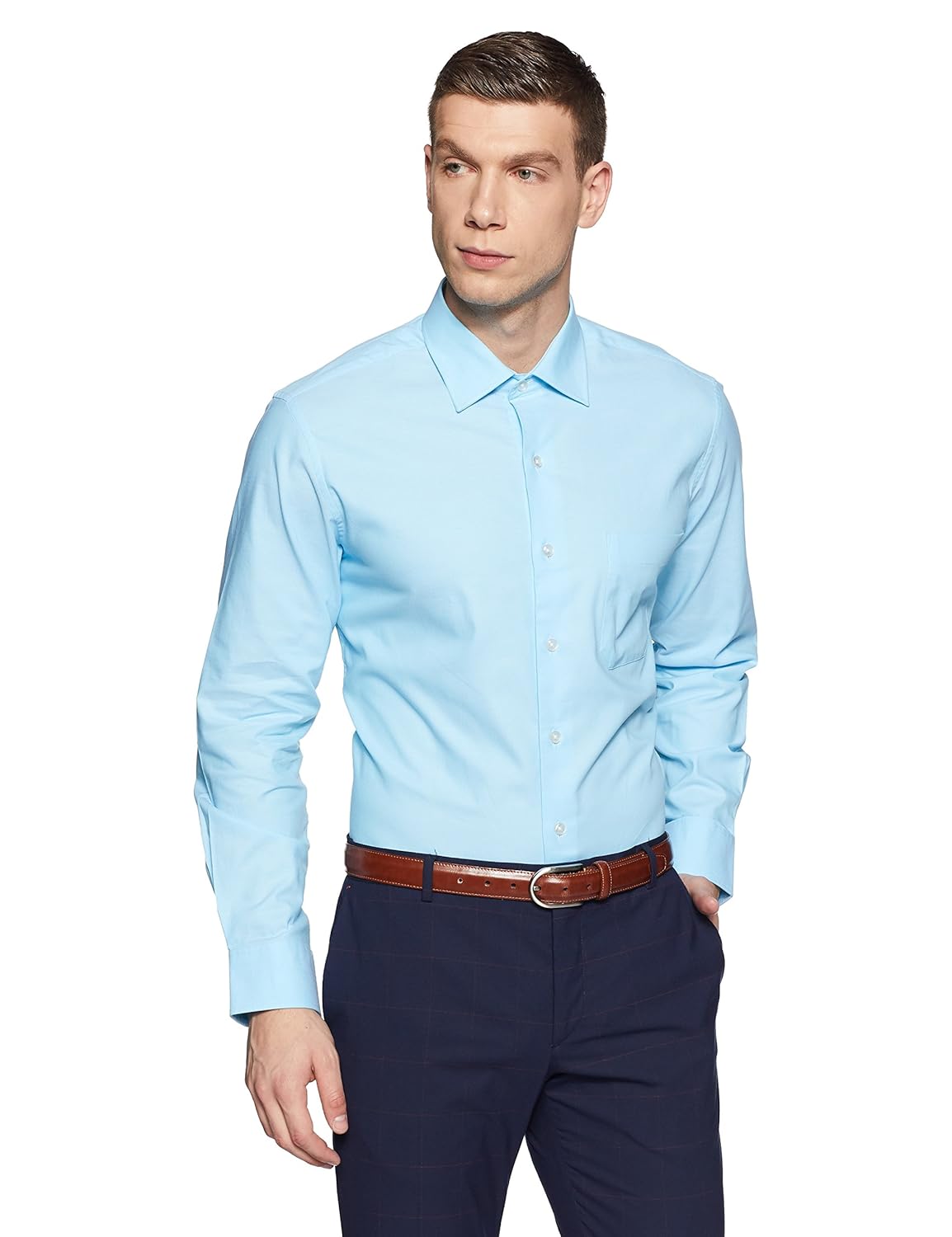 arrow men's plain regular fit cotton formal shirt