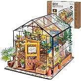 Rolife DIY Miniature House Kit,Green House with Furniture and LED,Wooden Dollhouse Kit,Gifts for Teens and Adults
