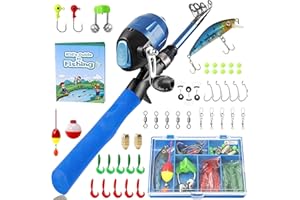 PLUSINNO Kids Fishing Pole,Telescopic Fishing Rod and Reel Combos with Spincast Fishing Reel and String with Fishing Line