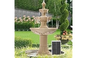 Dephet Italian Solar Water Fountains Outdoor Garden Decor - 48.4''H Fountains and Waterfalls Outside, Large Cascading Indoor Floor-Standing Resin Bubbler Fountain Features W/Pump for Patio, Backyard