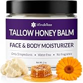 Whipped Tallow and Honey Balm for Face &amp; Body - 100% Grass Fed, Unscented | Only 5-Ingredients No Scent with Organic Honey &amp; Calendula - Natural Moisturizer for Dry Sensitive Skin, 2oz