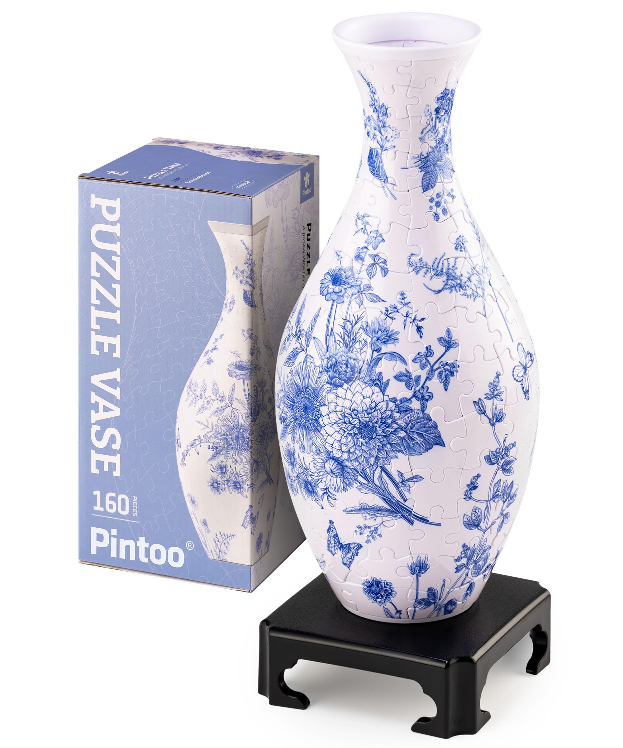 Photo 1 of Pintoo 3D Puzzle Vase Unique Flower Vase Made by 160 Curved Plastic Puzzle Pieces House Warming Gift for Flower Arrangements and Home Decoration - [S1033] (Classic, Blooming Season)