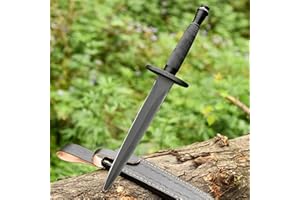 AJSANITY Sykes Fairbairn US Army Double-Edged V42 Military Best Dagger Knife WWII Collectible knives With Leather Sheath (Black Steel)