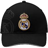 Icon Sports Officially Licensed Real Madrid Adjustable Dad Cap – White & Black Cotton Hat with Buckle for Men & Women